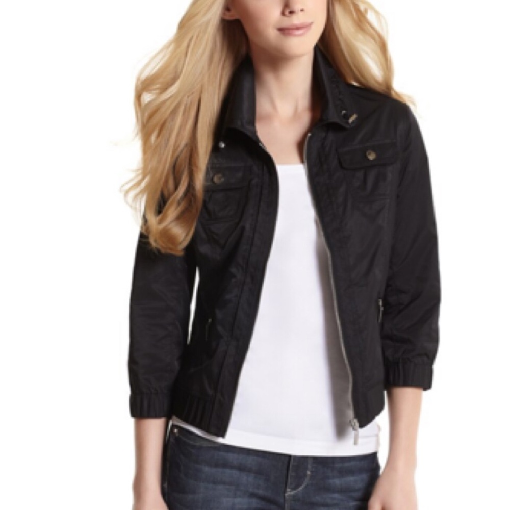 NWOT WHBM BLACK NYLON BOMBERJACKET SZ 00